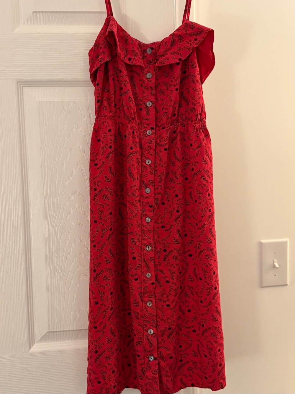Universal Thread Red Paisley-Print Button-Front Midi Dress